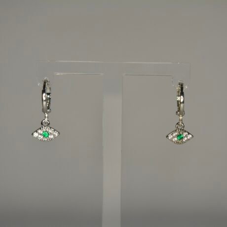 GREEN EYES Silver earrings